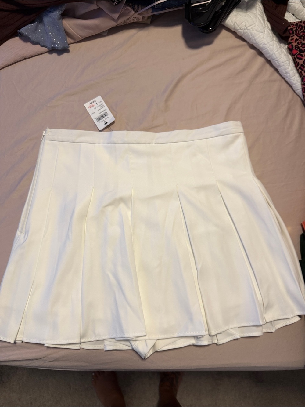 Windsor White Pleated Mini Skirt